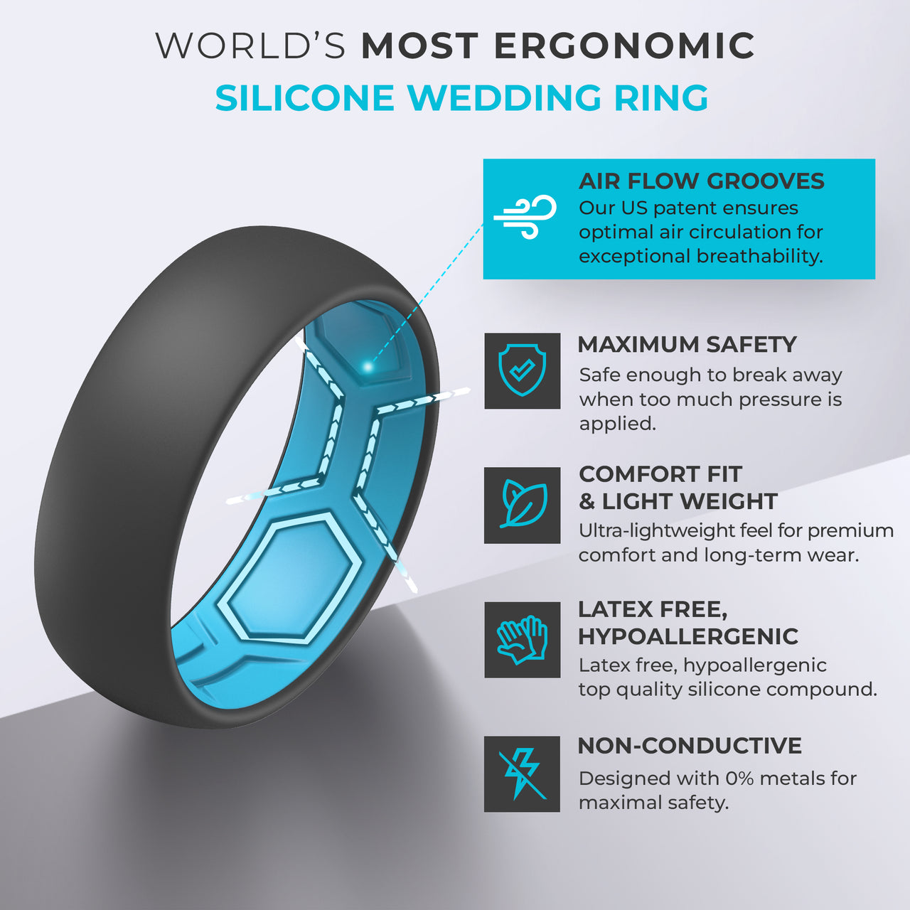 Breathable Men’s Silicone Ring