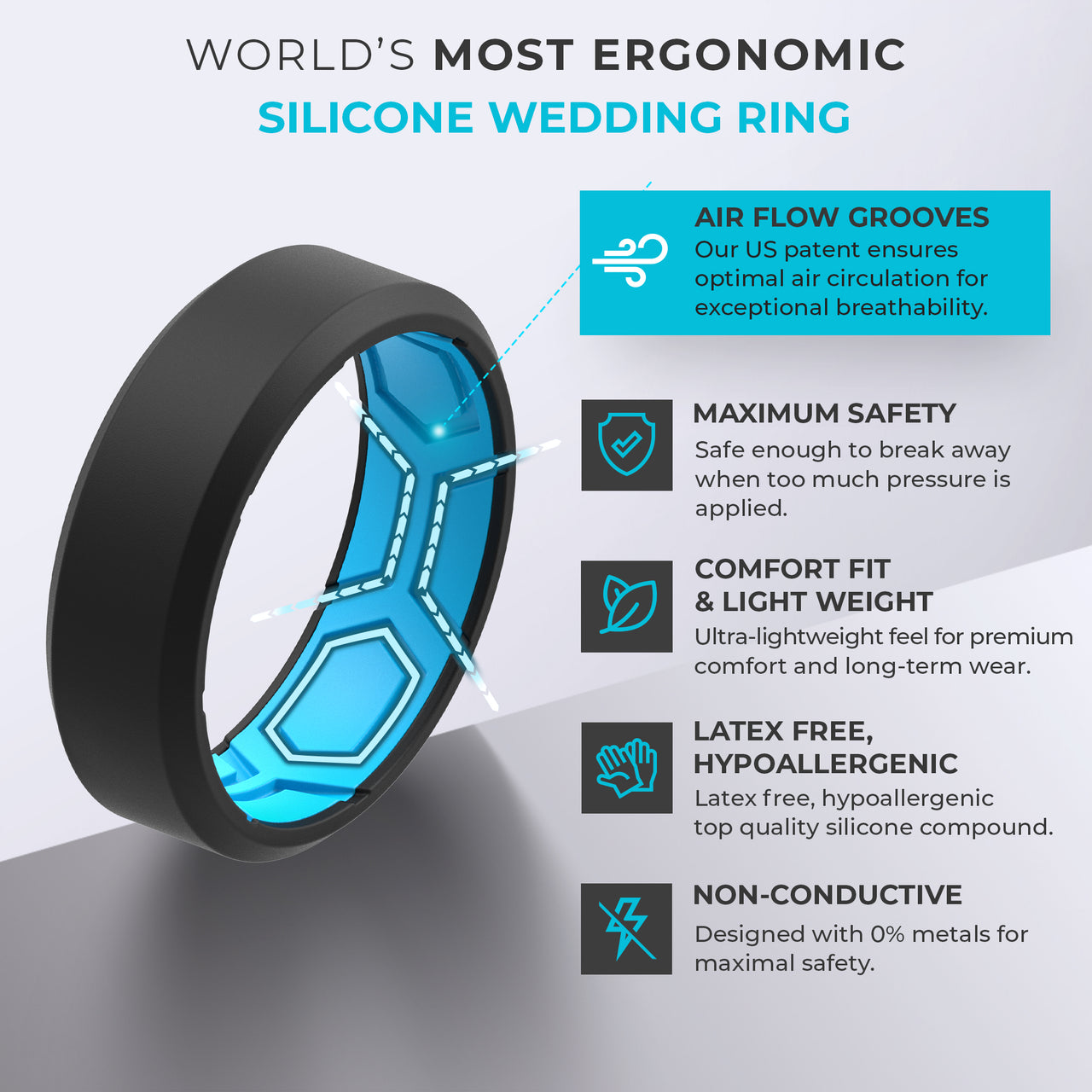 HEX Breathable Men’s Silicone Ring