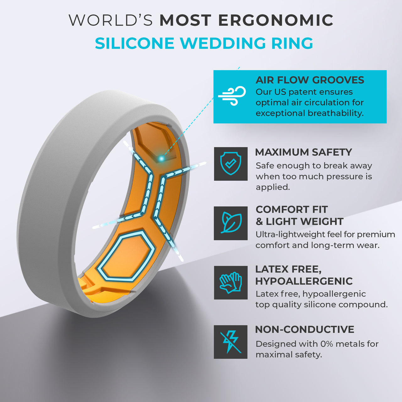 HEX Breathable Men’s Silicone Ring