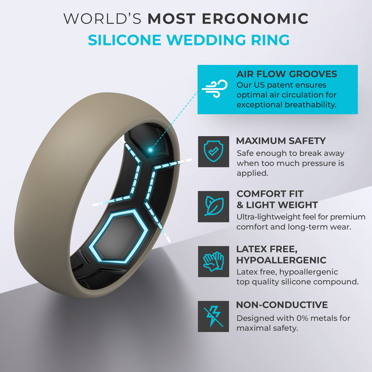 Breathable Men’s Silicone Ring