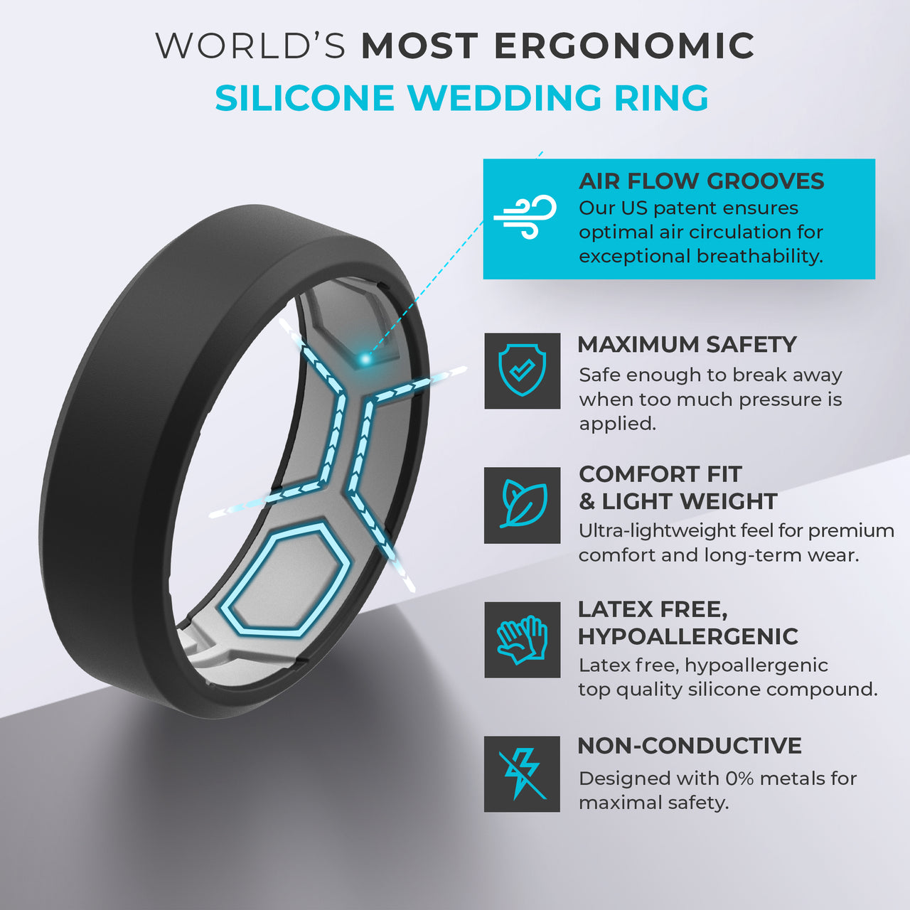 HEX Breathable Men’s Silicone Ring