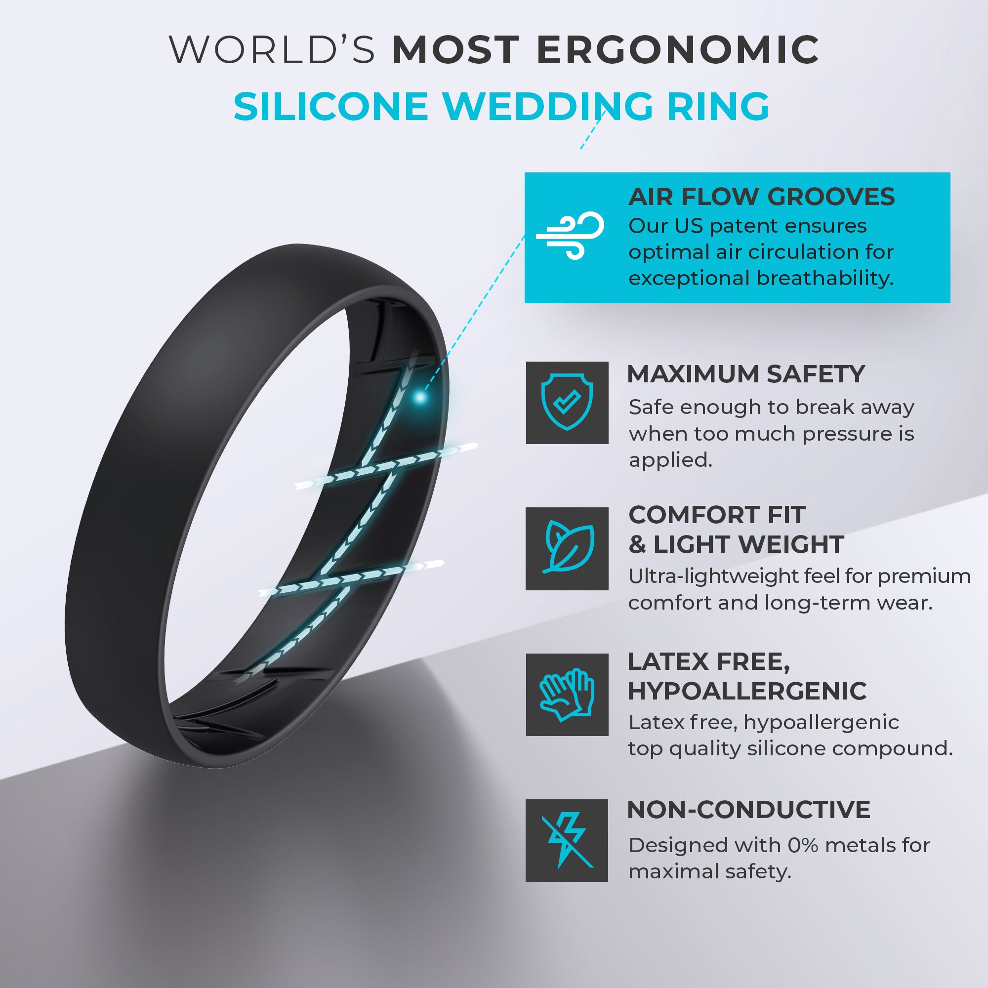 Pro Breathable Men's Silicone Ring