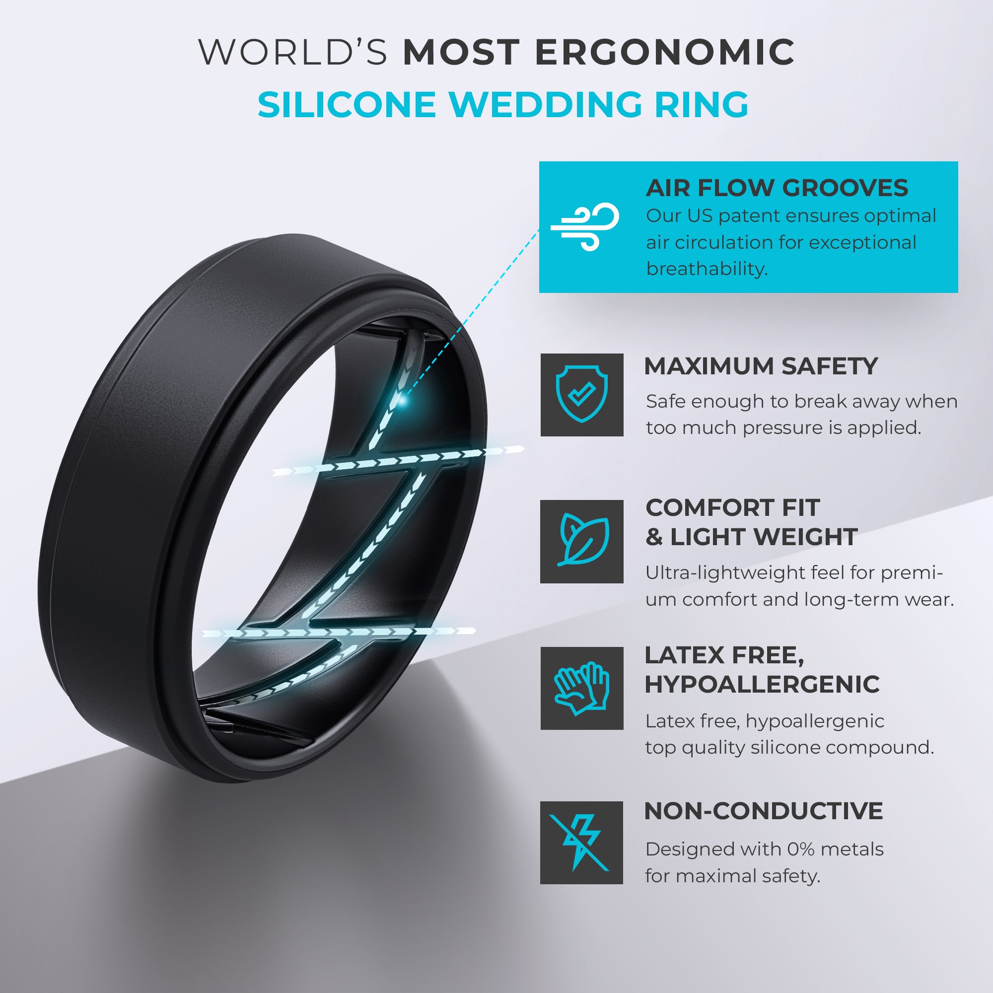 Pro Breathable Men's Silicone Ring