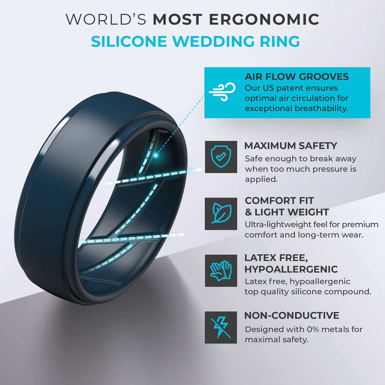 Pro Breathable Men's Silicone Ring