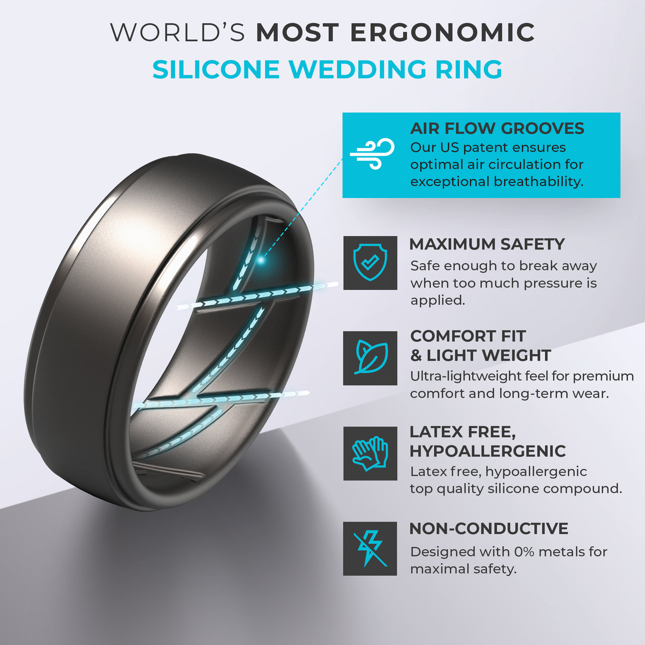 Pro Breathable Men's Silicone Ring