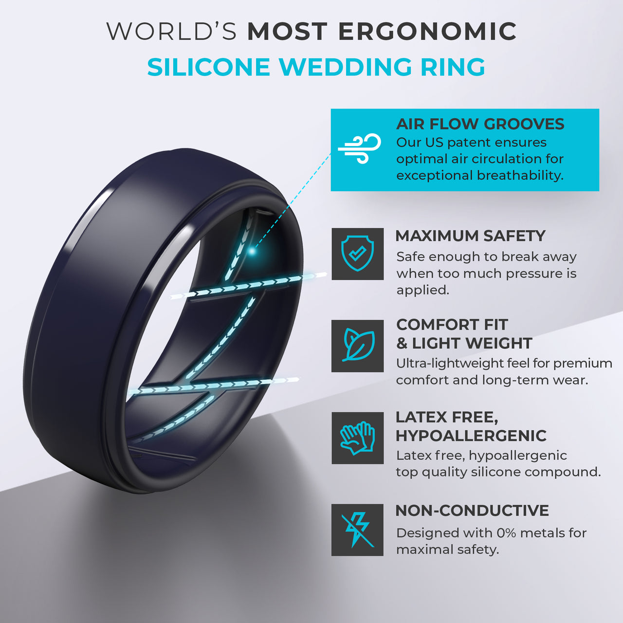 Pro Breathable Men's Silicone Ring